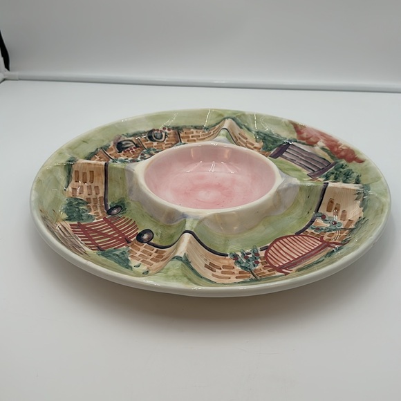 Michal Sparks China Chips & Dip Serving Tray Estate of Mind Design Round - Picture 13 of 16